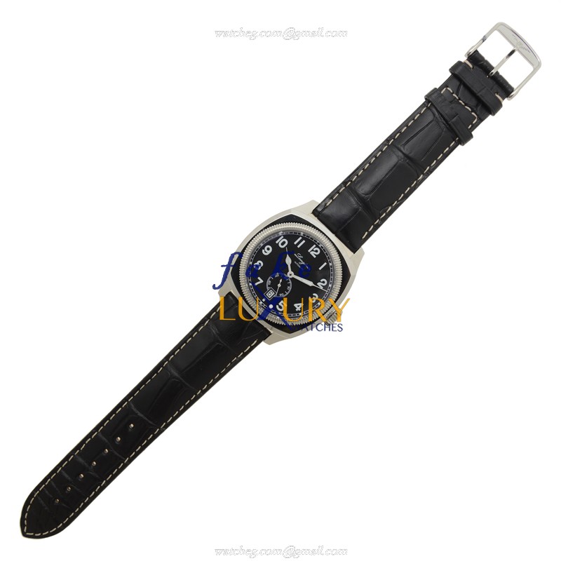 Longines L2.794.4.53.0 Heritage Replica Watch, Black Dial, Steel Case, Alligator Strap - Image 2