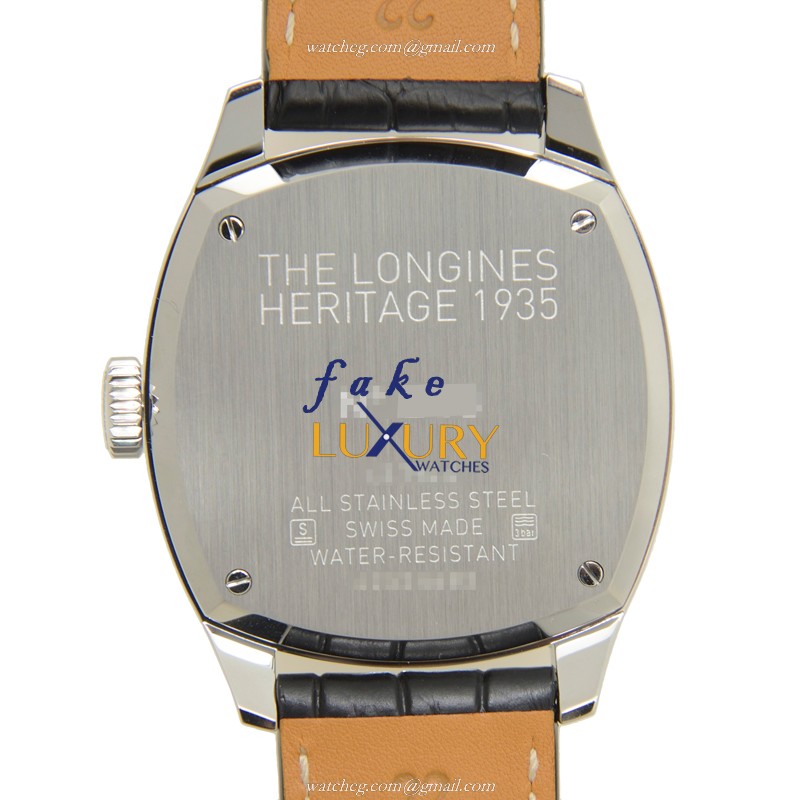 Longines L2.794.4.53.0 Heritage Replica Watch, Black Dial, Steel Case, Alligator Strap - Image 3