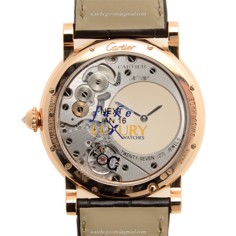 Cartier HPI00635 Rotonde De Cartier Replica Watch Manual Wind 18kt Rose Gold Silver Dial Brown - Image 3
