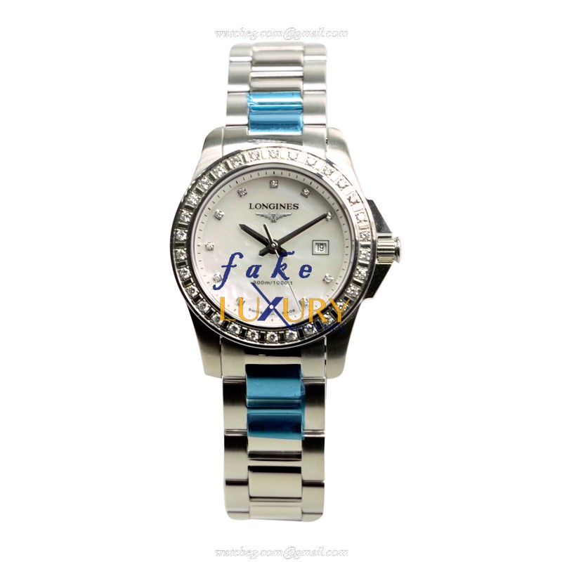 Longines L3.258.0.89.6 Conquest Quartz - Replica Watch - White Mother of Pearl Dial - Steel Case - Image 2