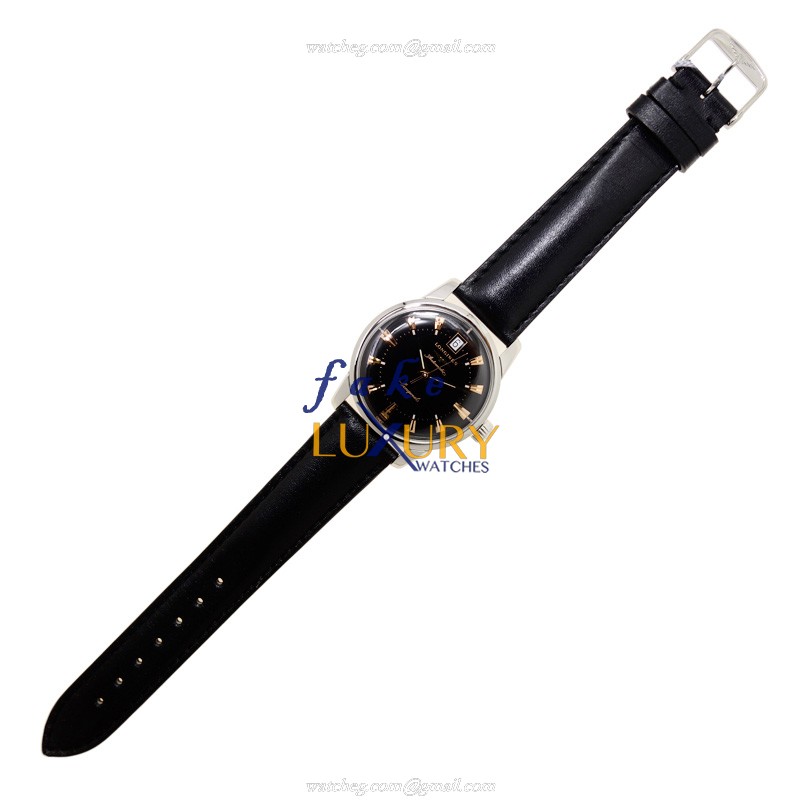 Longines L1.611.4.52.2 - Replica Watch - Heritage - Automatic - Steel Case - Black Alligator Strap - Image 2