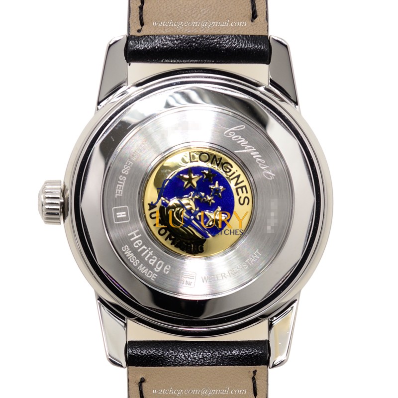 Longines L1.611.4.52.2 - Replica Watch - Heritage - Automatic - Steel Case - Black Alligator Strap - Image 3