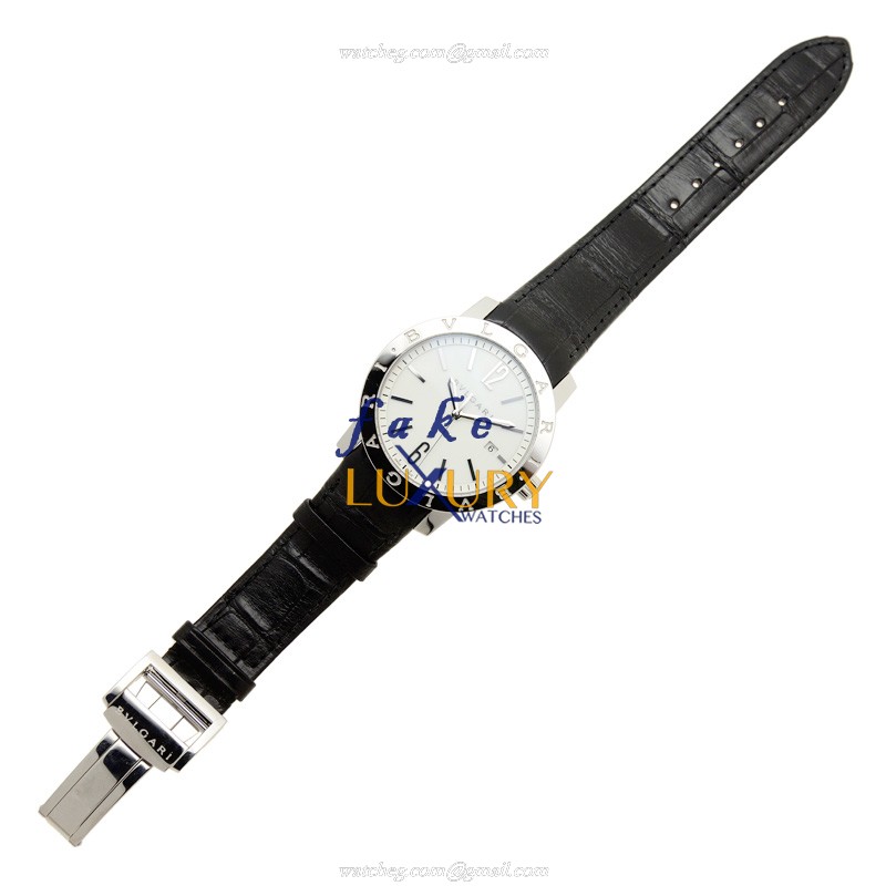 Bulgari BB41WSLD Replica Watch, Swiss Automatic, White Dial, Steel Case, Alligator Strap - Image 2