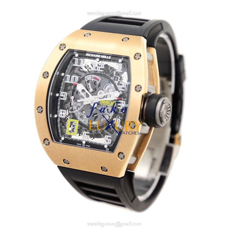Richard Mille RM030 Replica Watch, Automatic, Transparent Skull Dial, 18kt Rose Gold Case, Black - Image 3