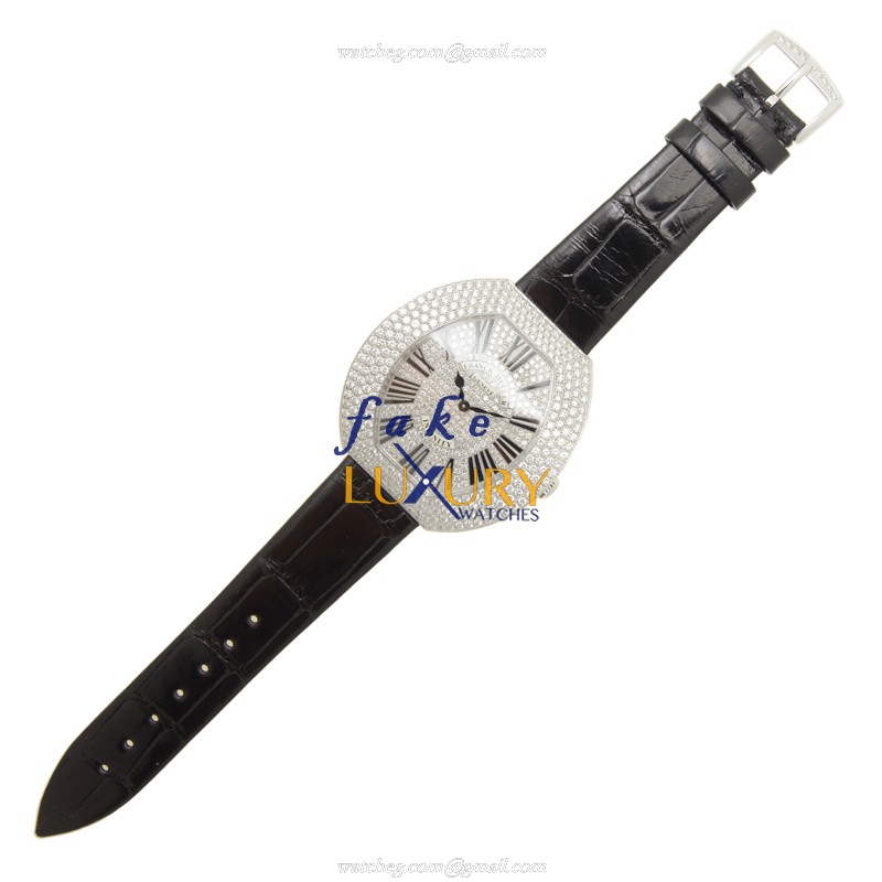 Franck Muller 3545QZRD4CDOG Quartz 18kt White Gold Diamond Bezel Replica Watch - Image 2