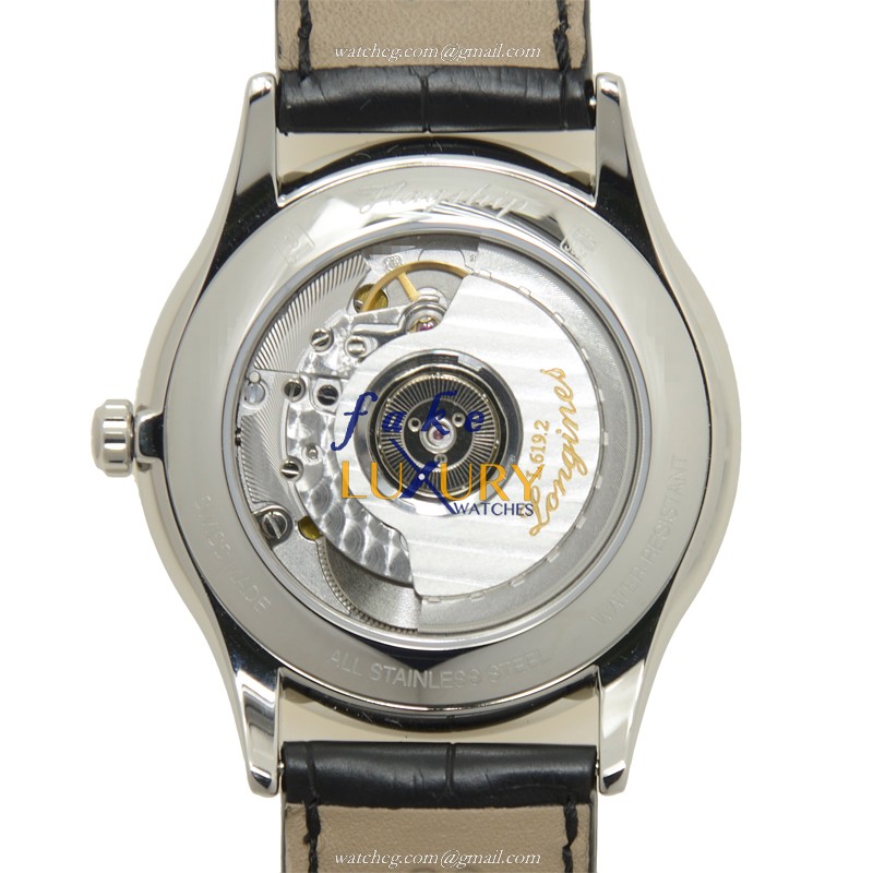 Longines Flagship L4.874.4.12.2 Automatic Stainless Steel White Dial Black Alligator Strap Replica - Image 3