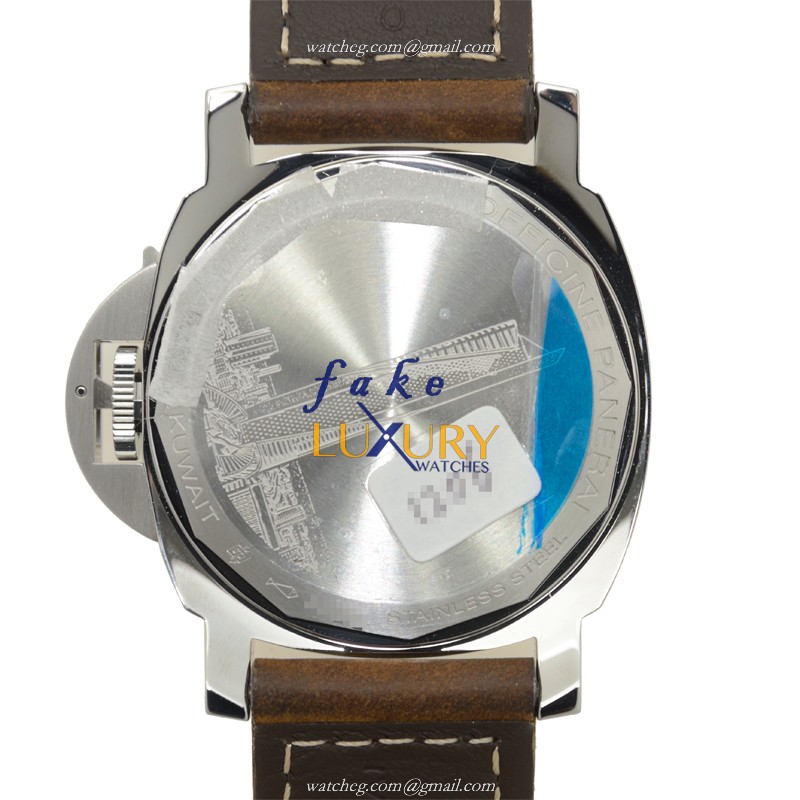 Panerai PAM00457 LUMINOR Manual Wind Stainless Steel Replica Watch - Black Dial, Brown Cowhide Strap - Image 3