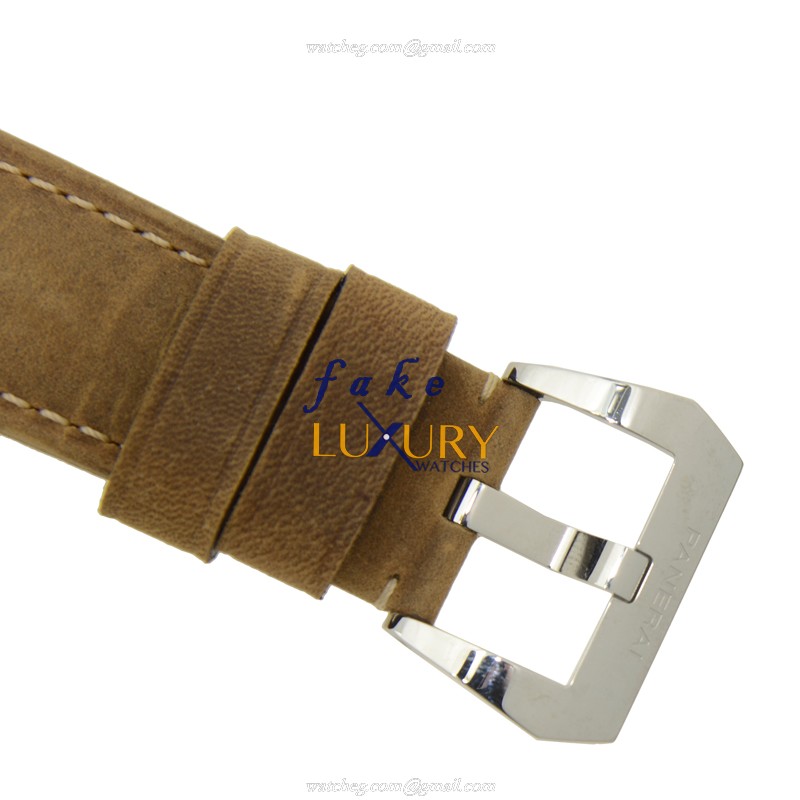 Panerai PAM00545 LUMINOR Manual Wind Steel Case Black Dial Brown Cowhide Strap Replica Watch - Image 4