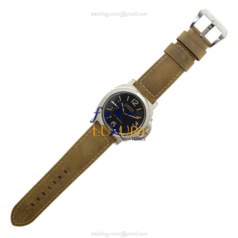 Panerai PAM00546 LUMINOR Manual Wind Steel Case Black Dial Brown Cowhide Strap Replica Watch - Image 2
