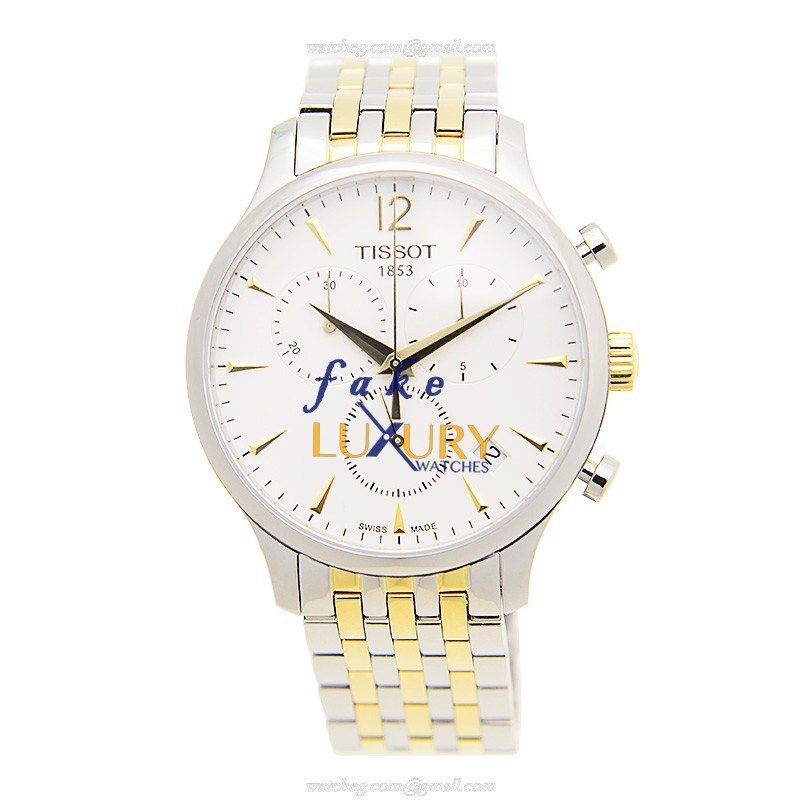 Tissot T063.617.22.037.00 T-Classic Replica Watch - Quartz - White Dial Gold Strap - Steel Case - Image 2