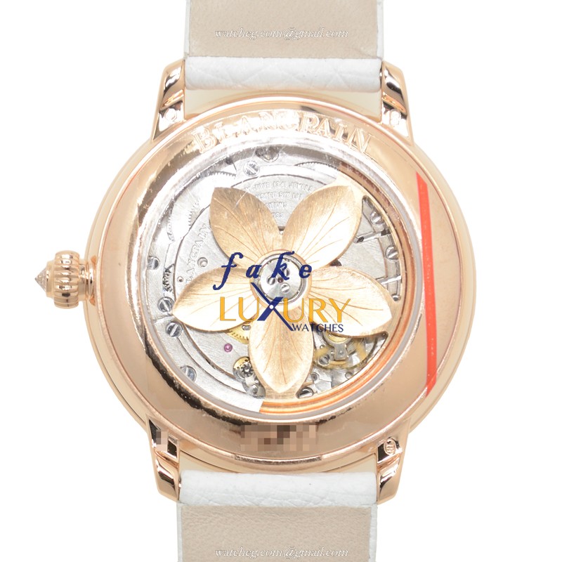 Blancpain 3650A-3754-58B Replica Watch - Automatic - 18kt Rose Gold Diamonds - Ostrich Leather - Image 3