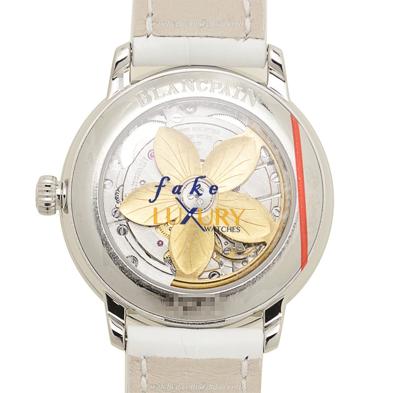 Blancpain 3650A-4528-55B Replica Watch With White Dial, Stainless Steel Diamonds Case, Alligator - Image 3
