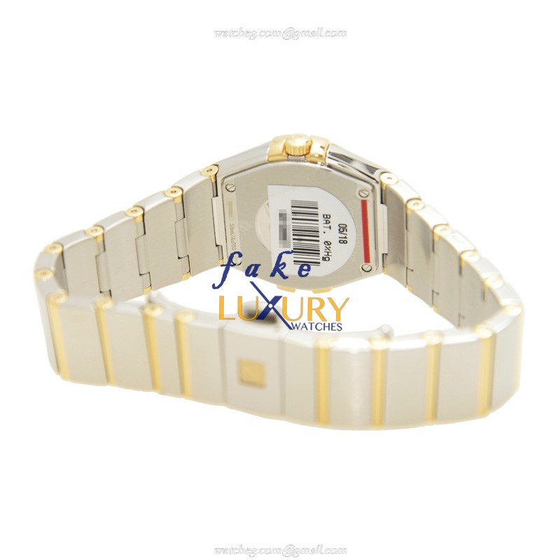 Omega 123.25.27.60.58.002 Replica Watch, Quartz, Gold Dial, 18kt Gold & Diamond & Steel Case - Image 4