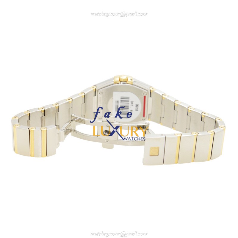 Omega 123.25.27.60.58.002 Replica Watch, Quartz, Gold Dial, 18kt Gold & Diamond & Steel Case - Image 5