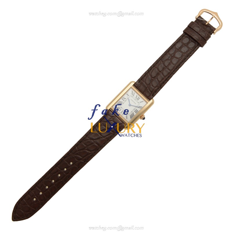 Cartier W5200024 Tank - Replica Watch - Quartz - 18kt Rose Gold - 24.4mm - Alligator Strap - Image 2