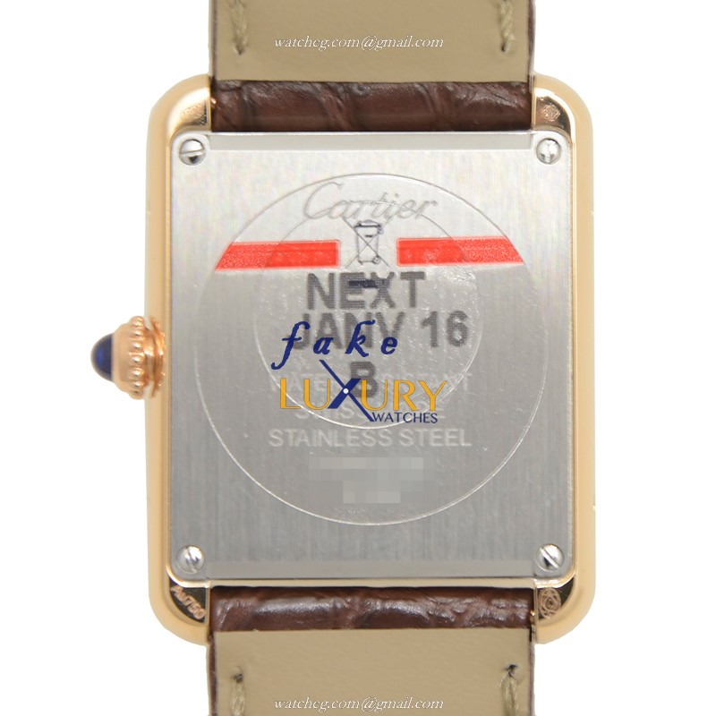 Cartier W5200024 Tank - Replica Watch - Quartz - 18kt Rose Gold - 24.4mm - Alligator Strap - Image 3