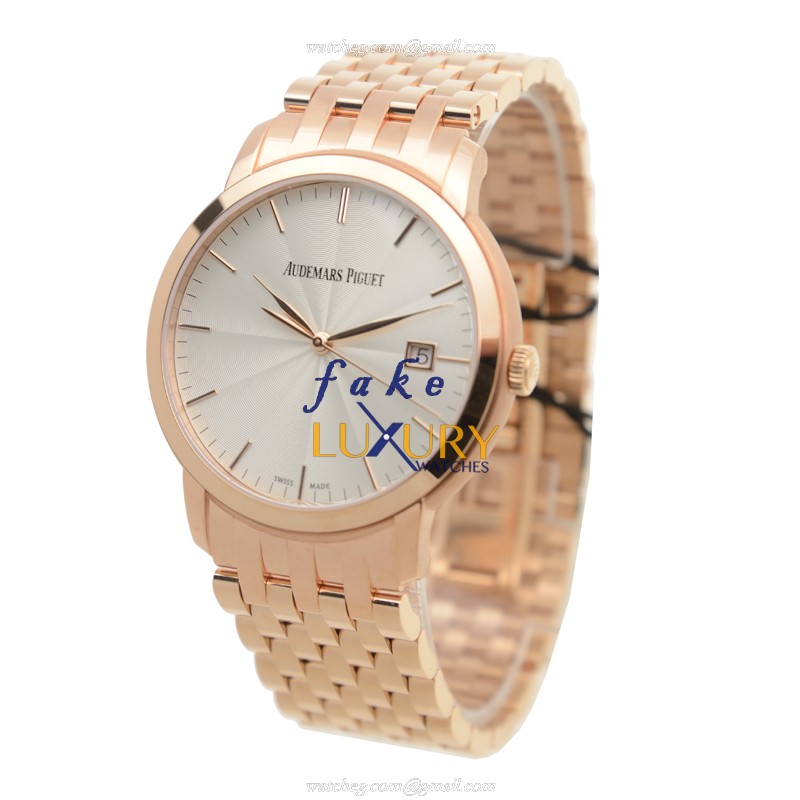 Audemars Piguet Classic 15172OR.OO.1270OR.01 Automatic 18kt Rose Gold Silver Dial Replica Watch - Image 3
