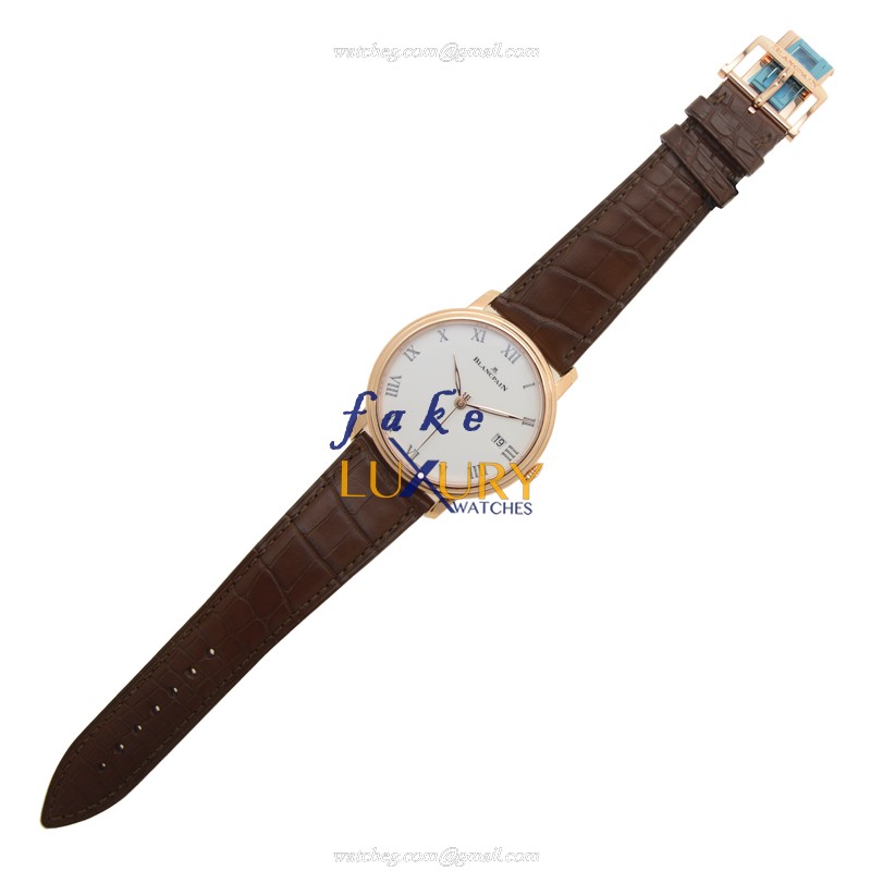 Blancpain VILLERET 6630-3631-55B 18kt Rose Gold Automatic White Dial Replica Watch - Image 2
