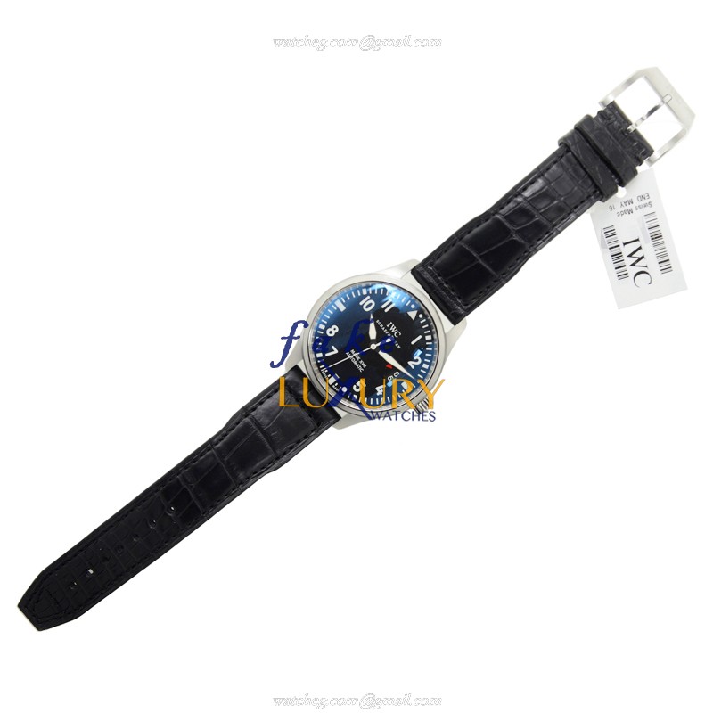 IWC IW326501 PILOTS Replica Watch, Automatic, Black Dial, Steel Case, Alligator Strap - Image 2