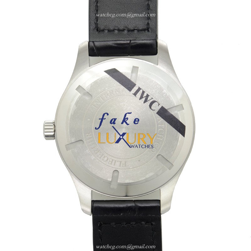 IWC IW326501 PILOTS Replica Watch, Automatic, Black Dial, Steel Case, Alligator Strap - Image 3