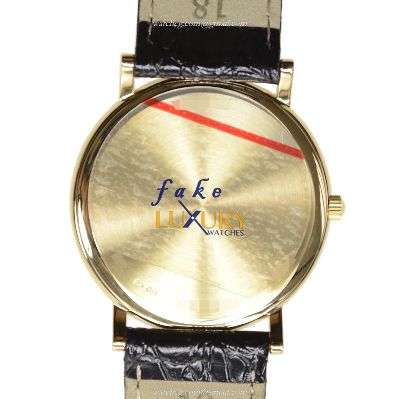 Longines LA GRANDE L4.743.6.12.2 Quartz 18kt Yellow Gold White Dial Alligator Replica Watch - Image 3