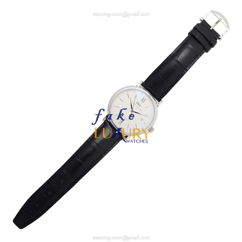 IWC IW356501 Portofino Replica Watch, Automatic Movement, Silver Dial, Stainless Steel Case, Black - Image 2