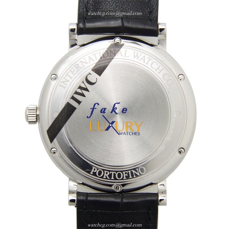 IWC IW356501 Portofino Replica Watch, Automatic Movement, Silver Dial, Stainless Steel Case, Black - Image 3