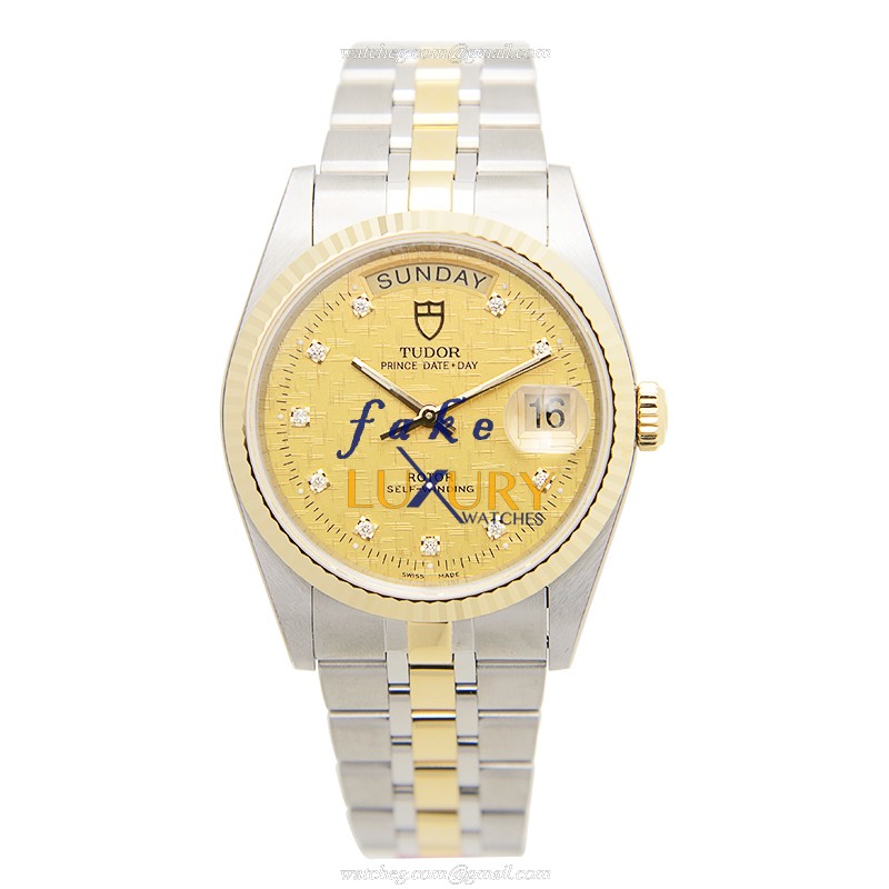 Tudor 76213-62483-10DI-CHCL Automatic 18kt Gold & Steel Replica Watch, Silver Dial - Image 2