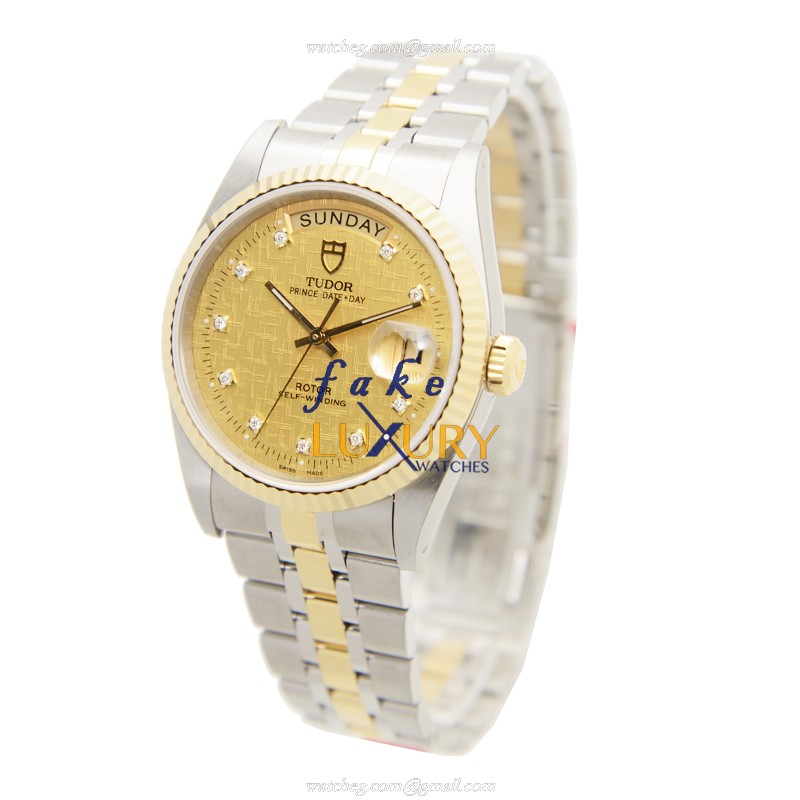 Tudor 76213-62483-10DI-CHCL Automatic 18kt Gold & Steel Replica Watch, Silver Dial - Image 3