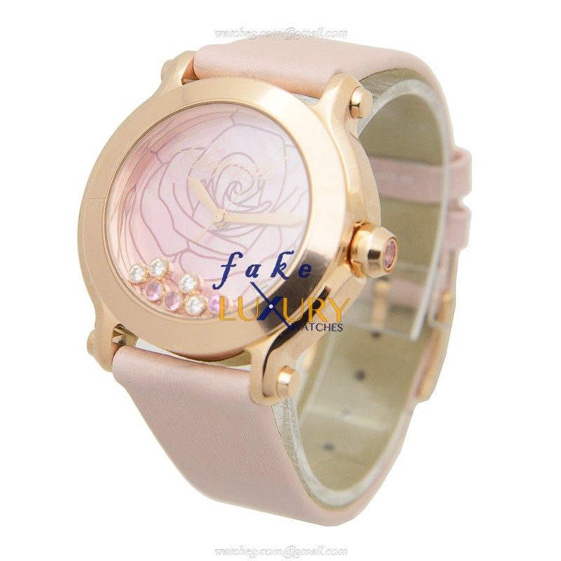 -277471-5015 - Chopard Happy Sport Quartz 18kt Rose Gold Replica Watch - Pink Dial - Image 3