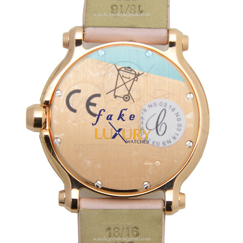 -277471-5015 - Chopard Happy Sport Quartz 18kt Rose Gold Replica Watch - Pink Dial - Image 4
