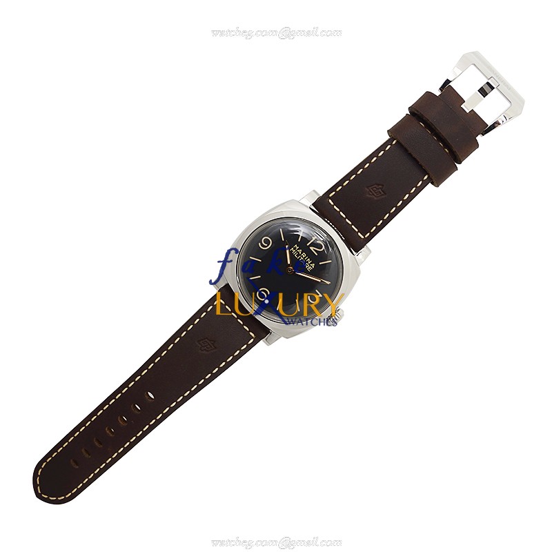 Panerai PAM00587 1940 Marina Militare Acciaio Manual Wind Stainless Steel Black Dial Brown Cowhide - Image 2