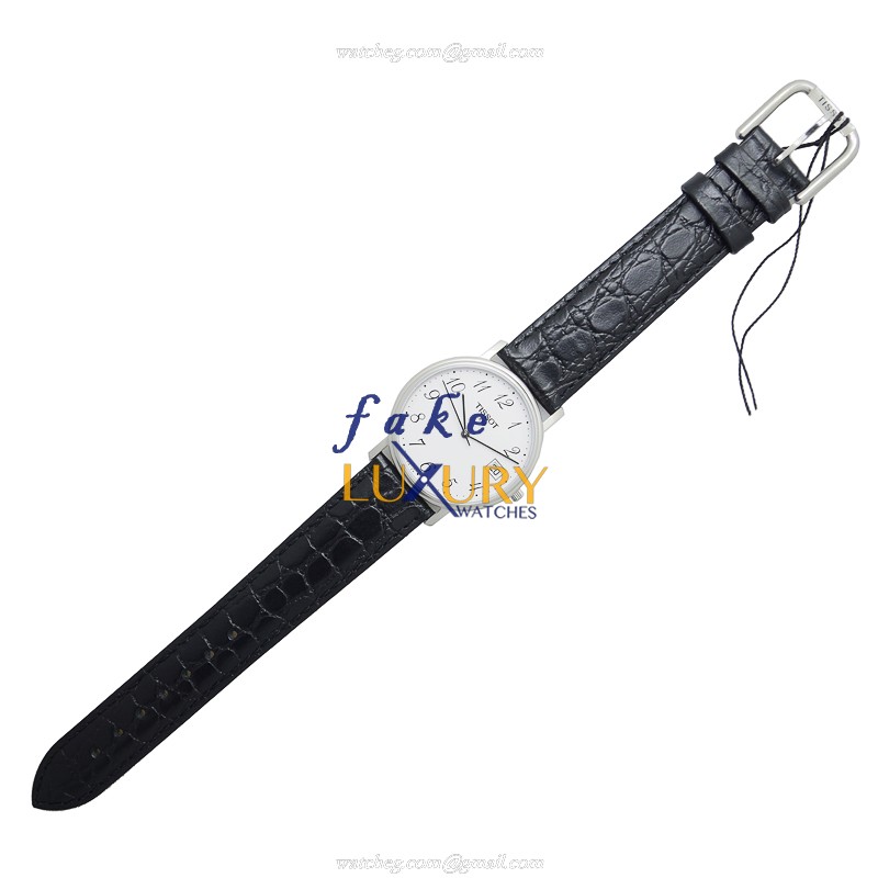 Tissot T-CLASSIC Replica Watch T52.1.421.12 Quartz Movement White Dial Steel Case Leather Strap - Image 2