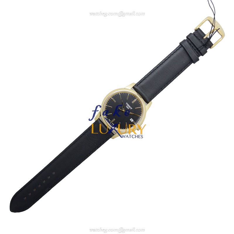 Tissot T-CLASSIC T033.410.36.051.01 Quartz Stainless Steel Black Dial Leather Replica Watch - Image 2