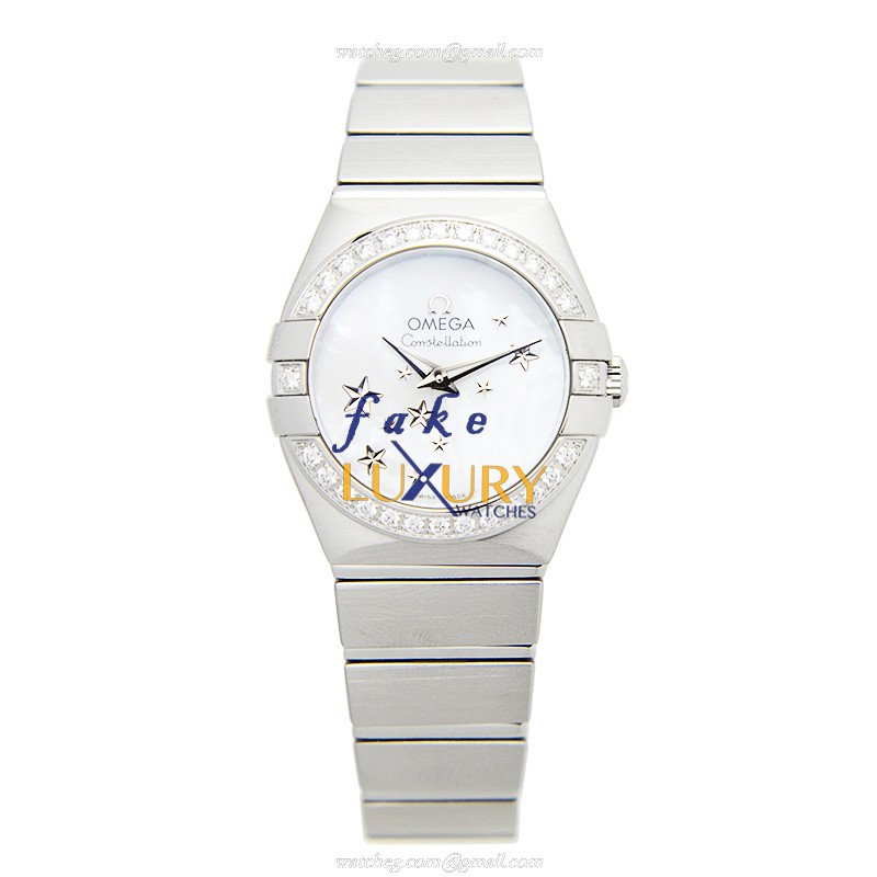 Omega 123.15.24.60.05.003 Constellation Quartz White Dial Stainless Steel Diamond Replica Watch - Image 2