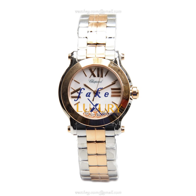 Chopard 278509-6003 Replica Happy Sport Quartz 18kt Rose Gold & Steel Watch, White Dial, Silver - Image 2