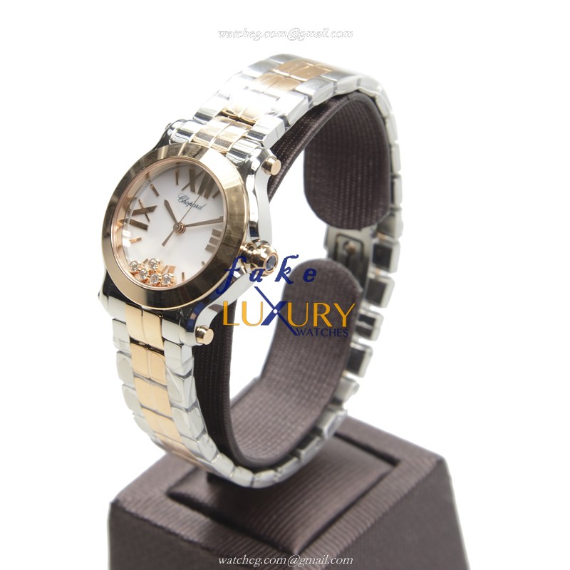 Chopard 278509-6003 Replica Happy Sport Quartz 18kt Rose Gold & Steel Watch, White Dial, Silver - Image 3