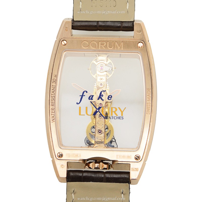 Corum BRIDGE 113.160.55/0002 0000 | 18kt Rose Gold | Manual Wind | Transparent Skull | Replica Watch - Image 3
