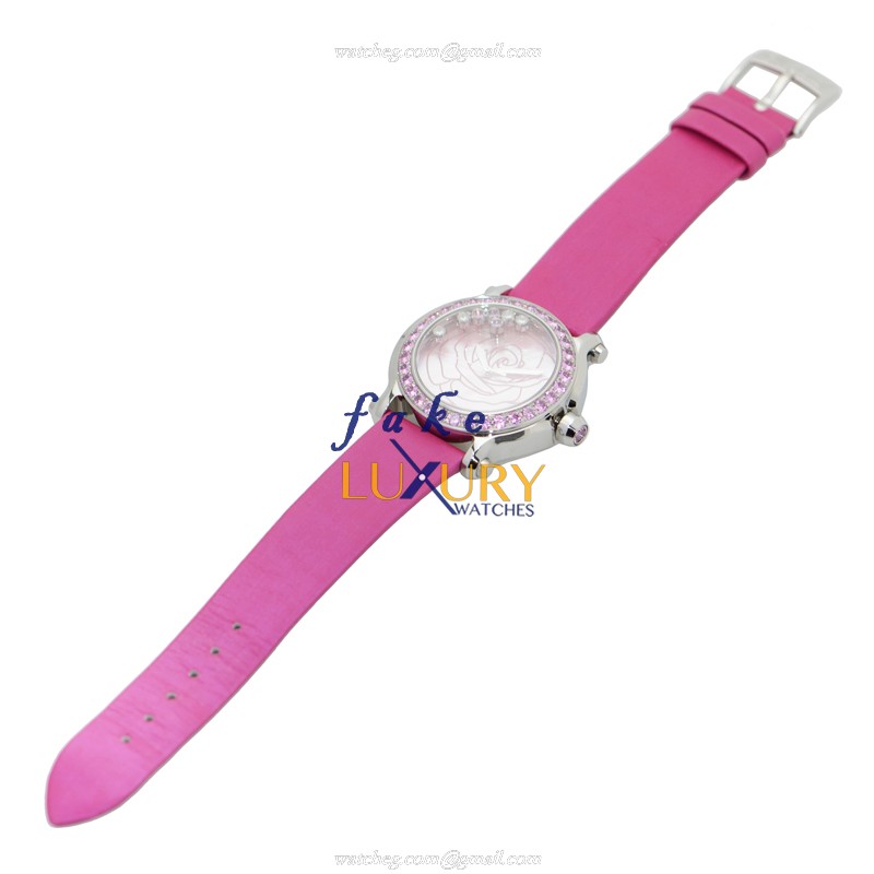 Chopard 278475-3030 Happy Sport Quartz Stainless Steel Replica Watch, Pink Dial, Swiss Clone - Image 2