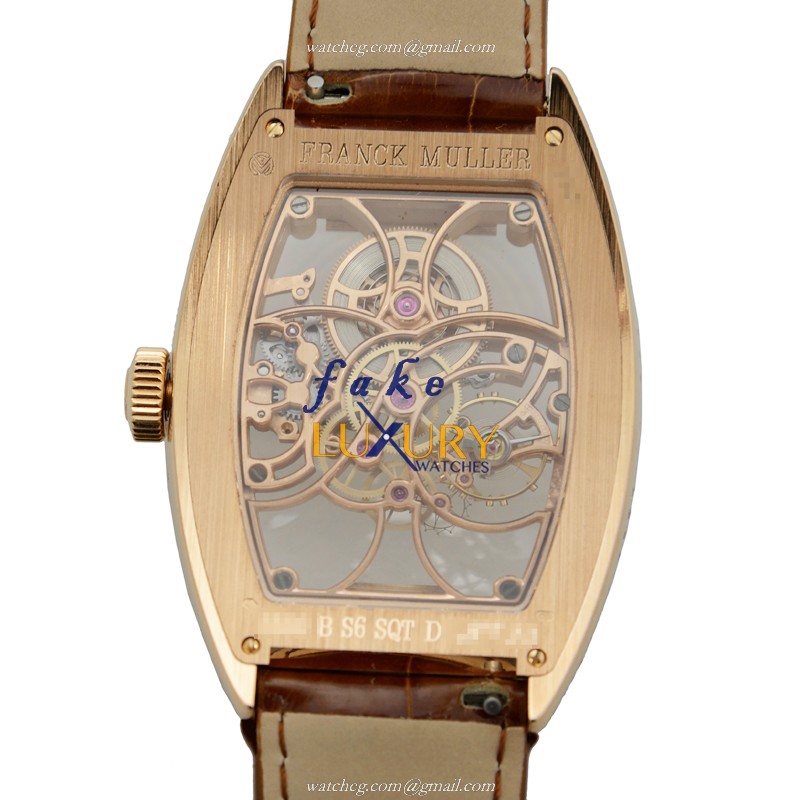 8880 B S6 SQT D 5N - Franck Muller GENEVE Replica Watch Quartz Rose Gold Diamonds Transparent Skull - Image 3