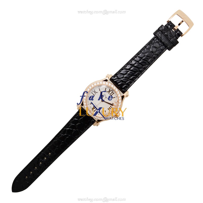 Chopard 274808-5003 Happy Sport Automatic 18kt Rose Gold & Diamonds - Replica Watch - 36mm Silver - Image 2