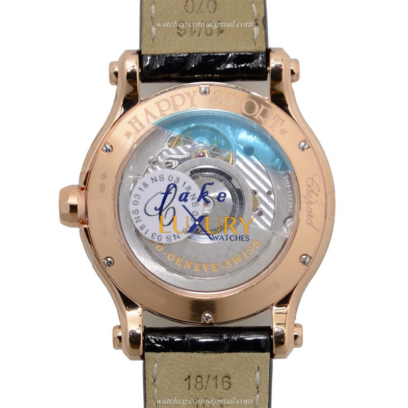 Chopard 274808-5003 Happy Sport Automatic 18kt Rose Gold & Diamonds - Replica Watch - 36mm Silver - Image 3