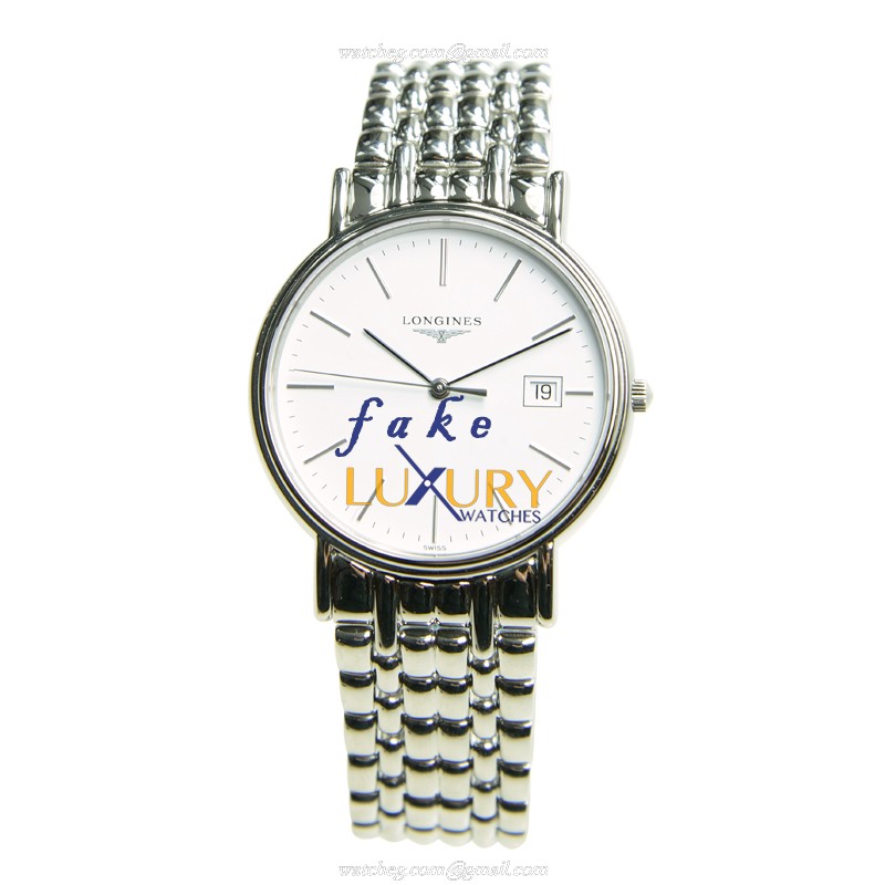 Longines L4.790.4.12.6 PRESENCE Quartz Steel White Dial Silver Strap Replica Watch - Image 2