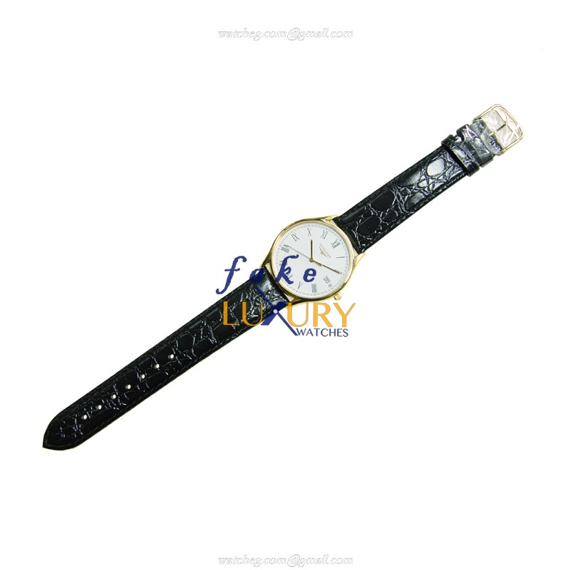 Longines L4.759.2.11.2 Quartz 18kt Yellow Gold Replica Watch - Longines Lyre - 33mm Case - White - Image 2