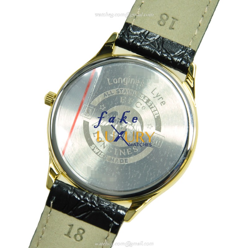 Longines L4.759.2.11.2 Quartz 18kt Yellow Gold Replica Watch - Longines Lyre - 33mm Case - White - Image 3