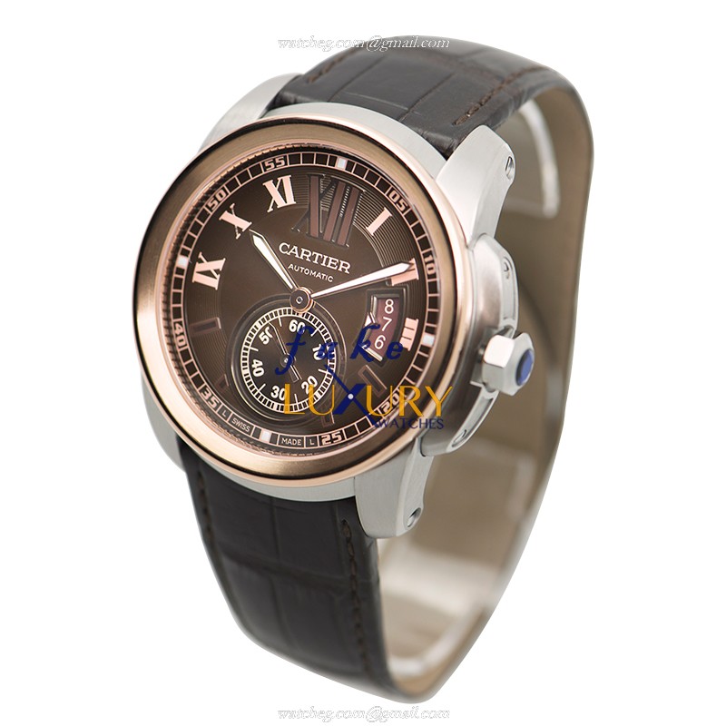 Cartier W7100051 Calibre de Cartier Replica Watch, Automatic Movement, Brown Dial, Rose Gold and - Image 3