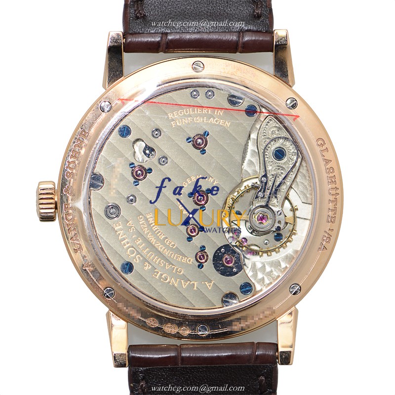 A Lange & Sohne 235.032 1815 Chronograph Replica Watch, Manual Wind, Silvery Dial, 18kt Rose Gold - Image 3