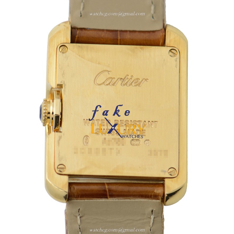 Cartier W5310028 Quartz 18kt Gold TANK Watch | Replica | Brown Alligator | Swiss Movement - Image 3