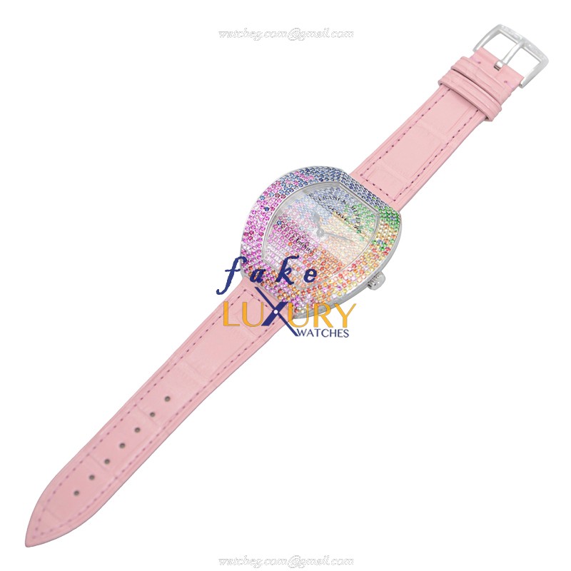 Franck Muller 3540 QZ QTR SAI D CD OG Replica Watch, Quartz, Pink Alligator Strap, 40mm - Image 2