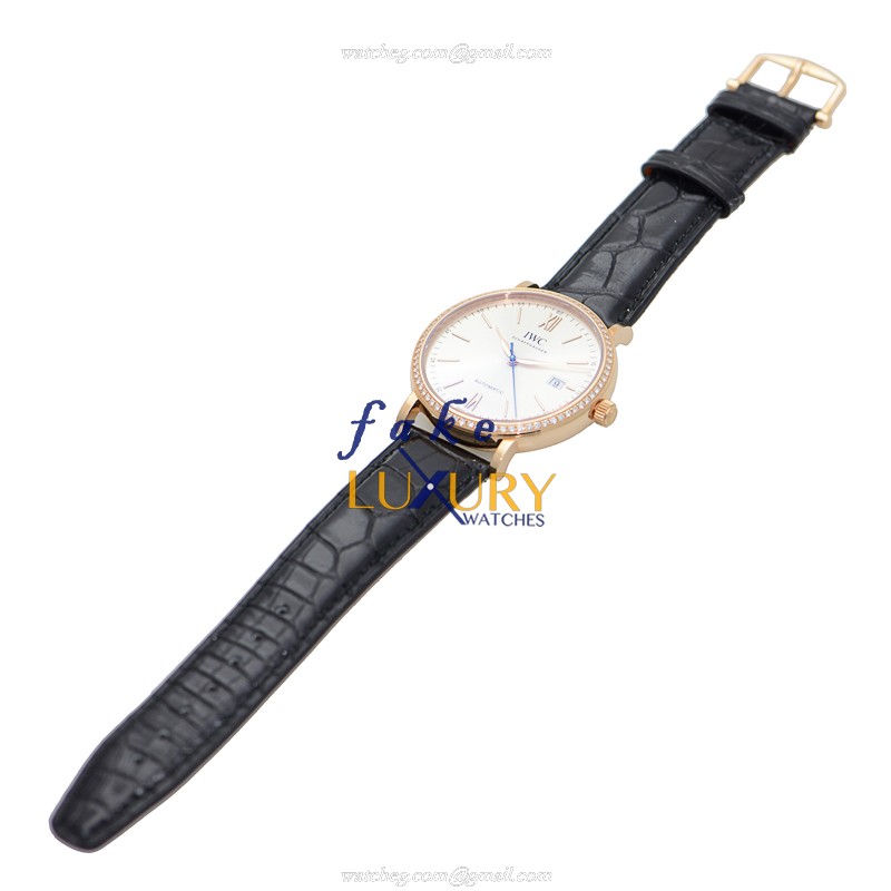 IWC IW356515 Portofino Replica Watch, Automatic Movement, Silver Dial, 18kt Rose Gold & Diamonds - Image 2